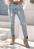 Spodnie jeansowe z paskiem Rest Of My Life jasnoniebieskie