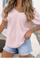 T-shirt w paski The Lines biało-różowy