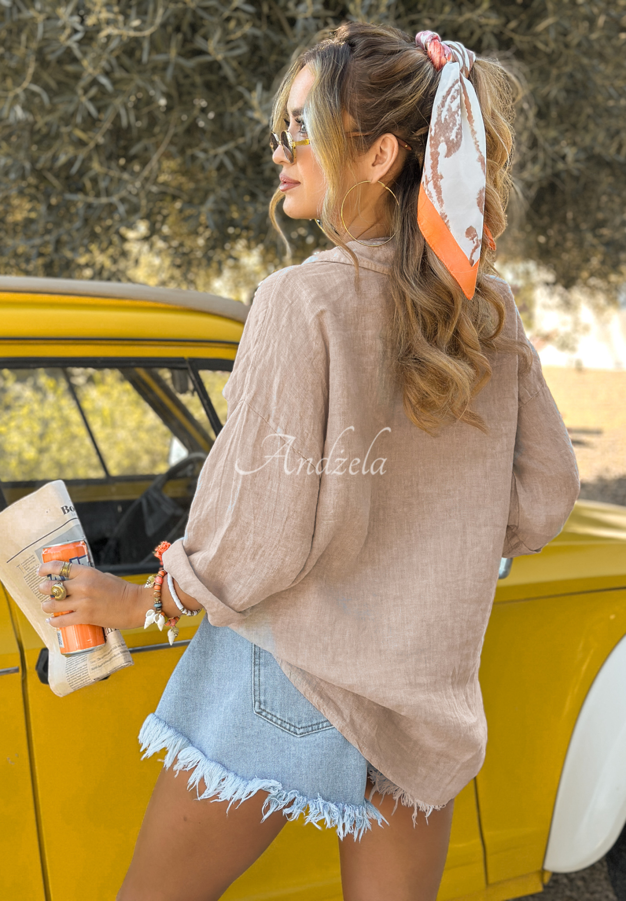 Linen shirt with pockets The Sun Will Rise beige