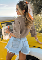 Lniana koszula z kieszeniami The Sun Will Rise mokka