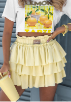 Spódniczka mini z falbankami Lalu Precious bananowa