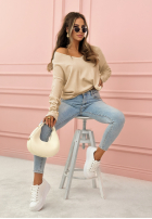 Lekki sweter z dekoltem Sensibility beżowy