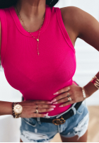 Prążkowany top na ramiączkach Avenis fuksjowy