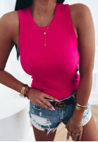 Prążkowany top na ramiączkach Avenis fuksjowy