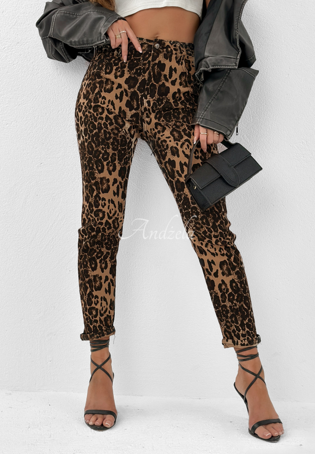 Jeanshose mit Leopardenmuster Wild At Mind beige-schwarz