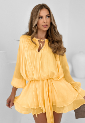 My Desire banana chiffon mini dress with belt