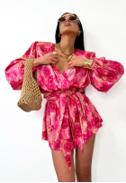 Krótki kwiecisty Jumpsuit La Milla Sun-Kissed Flowers różowo-Rot