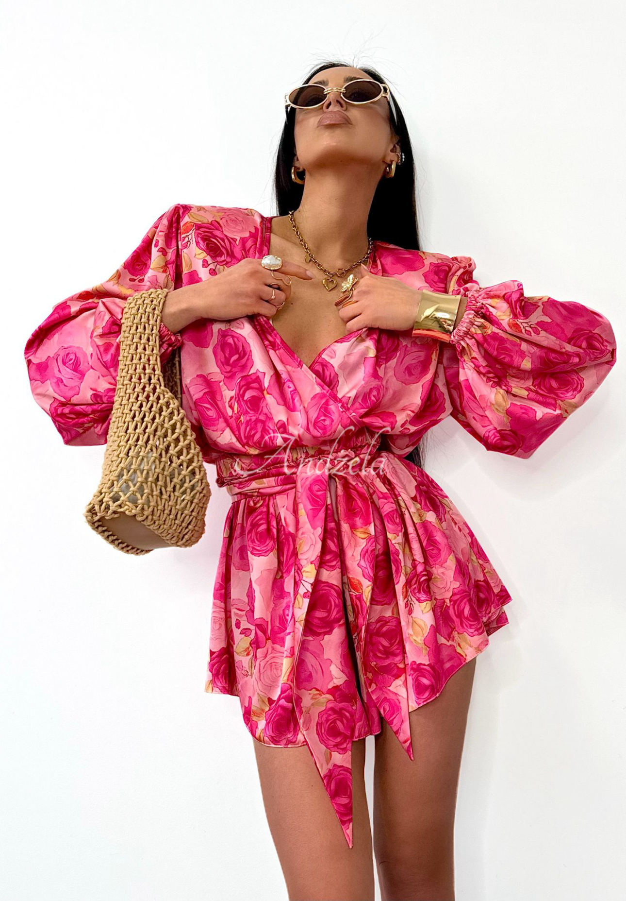Kurzer geblümter Jumpsuit La Milla Sun-Kissed Flowers rosa-rot