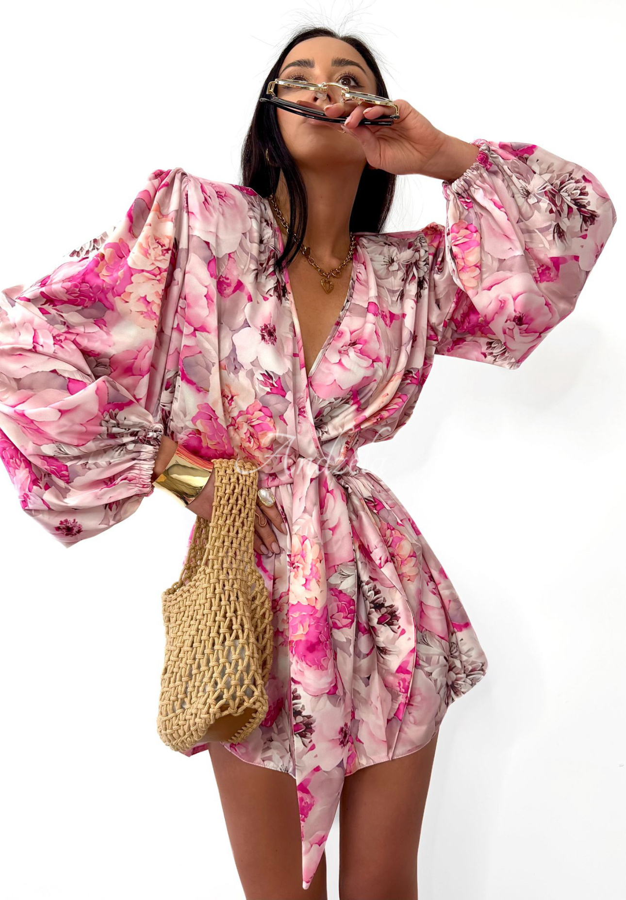 Kurzer geblümter Jumpsuit La Milla Sun-Kissed Flowers Puderrosa