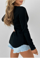 T-shirt z guzikami She Is Me czarny