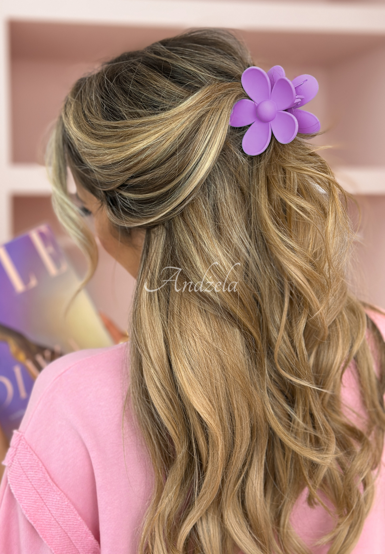 Girly Touch purple flower hair clip