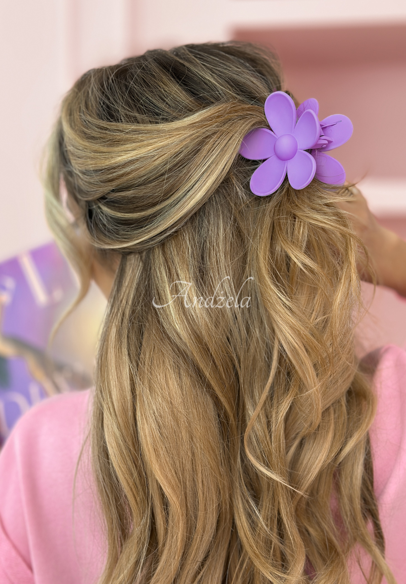 Girly Touch purple flower hair clip