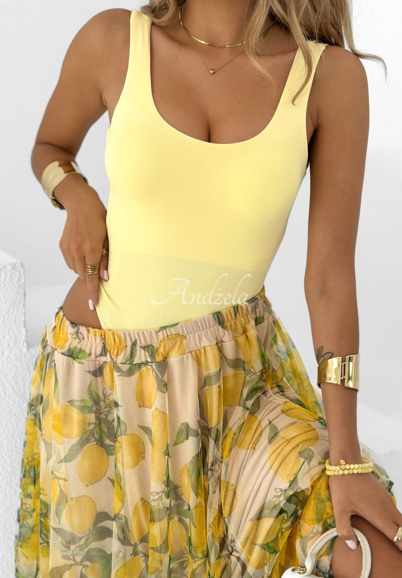 Juicy Lemons tulle skirt beige and yellow