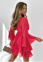 Rozkloszowana sukienka z paskiem Dance Of Life różowa