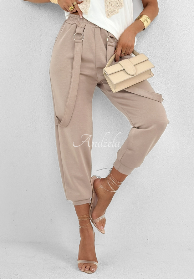 Stoffhose mit Hosentr&auml;gern Smooth Desire Mokkafarben