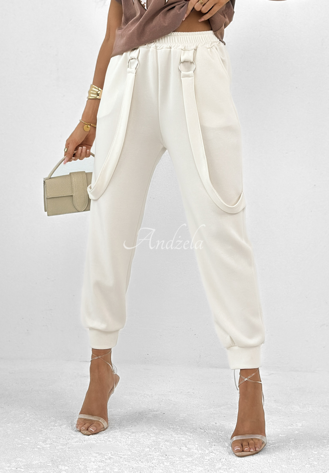 Butter fabric pants with suspenders Smooth Desire ecru