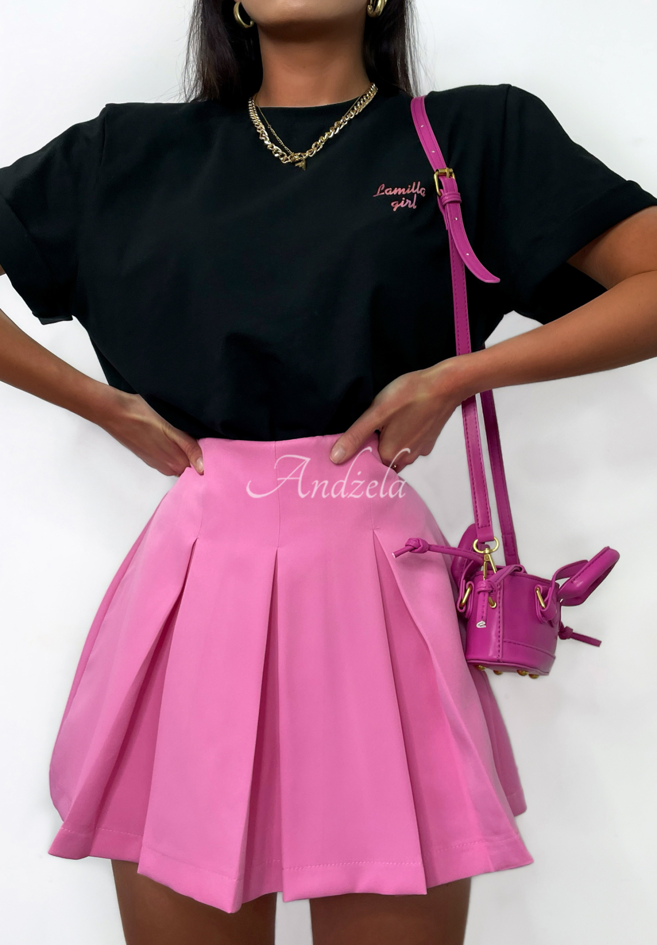 La Milla Casa De Moda pleated mini skirt and shorts pink