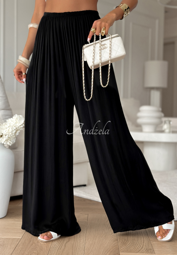 Viskose-Hose wide leg Letter To Summer Schwarz