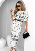 Sukienka z bufkami w groszki Pure Delight biało-czarna