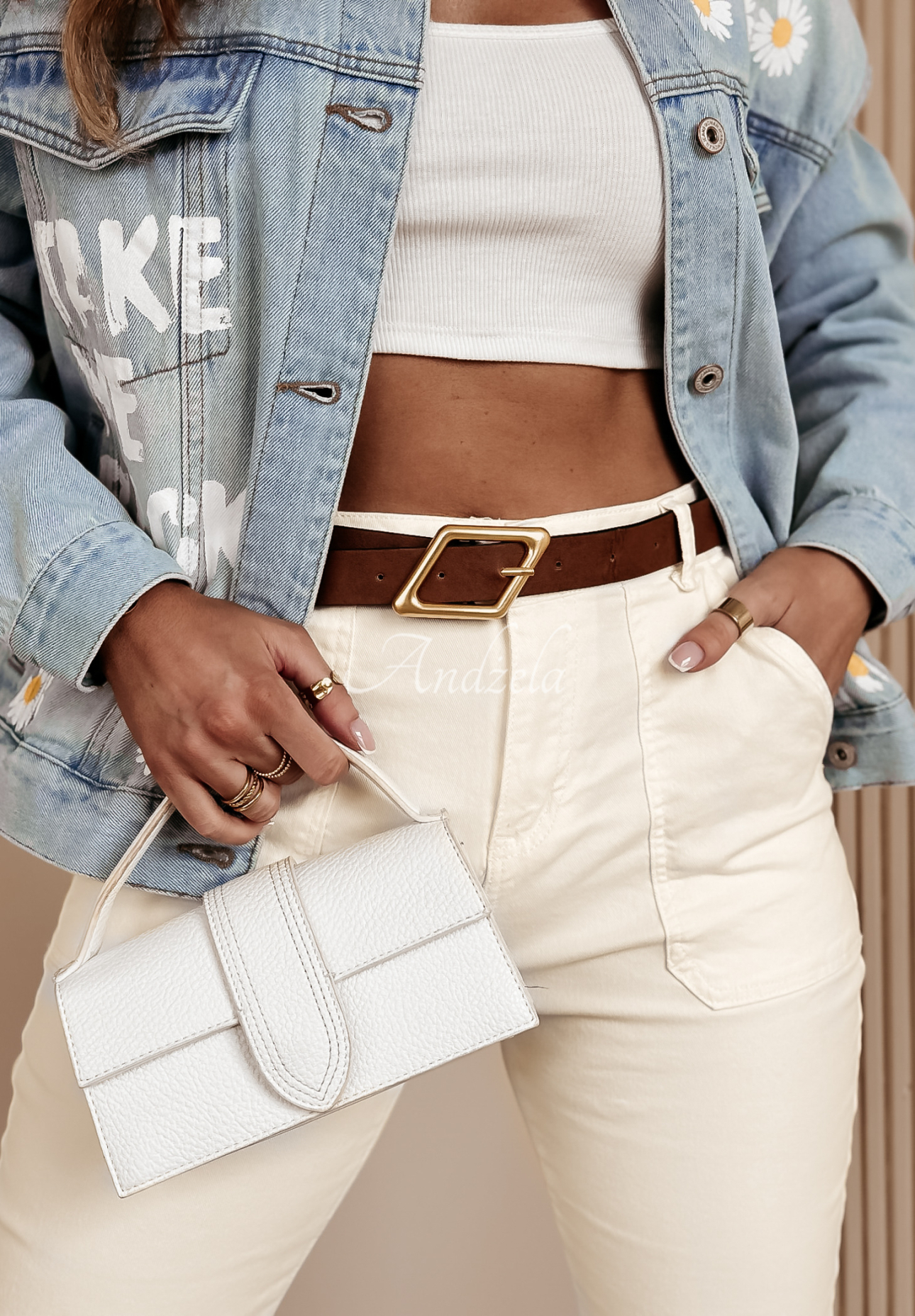 Denim pants with belt Dreams And Desires ecru