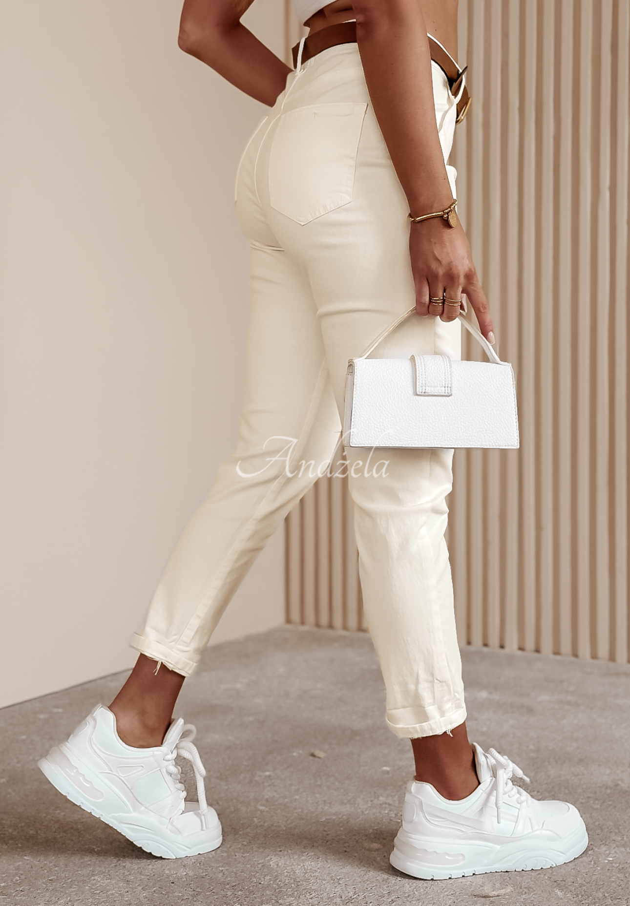 Denim pants with belt Dreams And Desires ecru