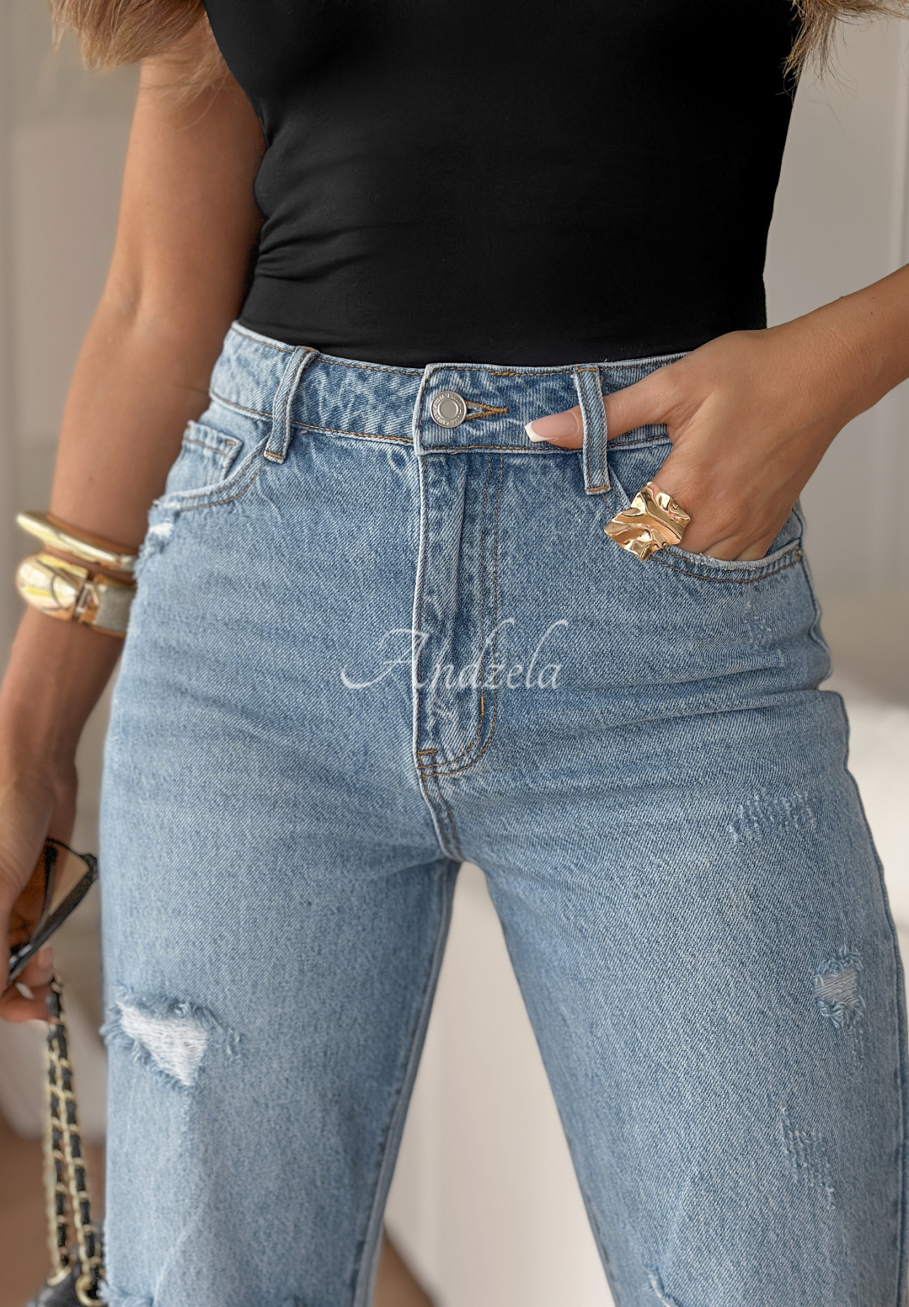 Jeanshose mit Destroyed-Effekten Fresh Hues Blau