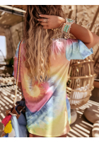 Długi T-Shirt oversize tie dye Chill Out różowo-Gelb