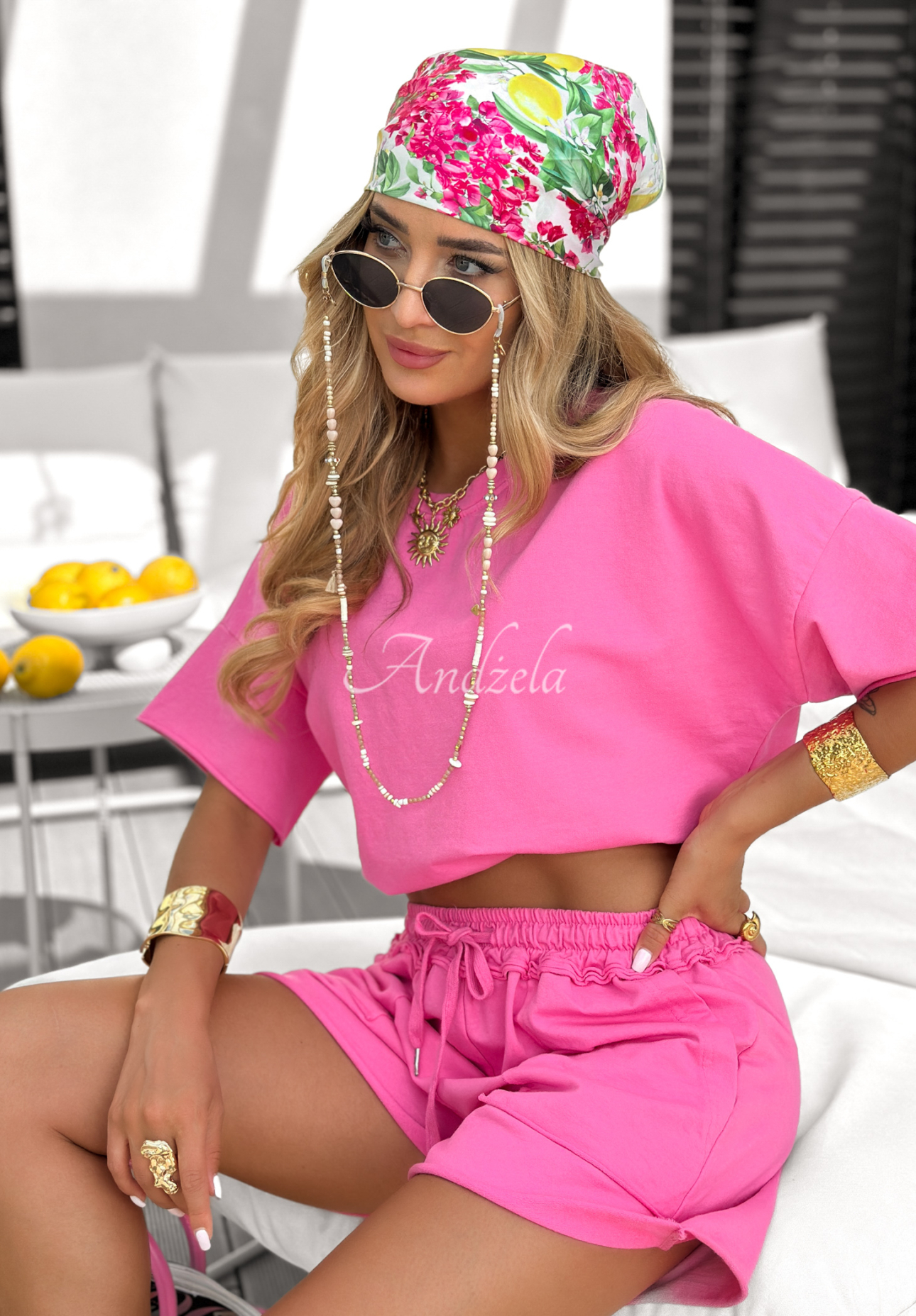 Keep Playing T-shirt and short shorts set pink