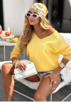 Sweter z dekoltem Caffe Latte żółty