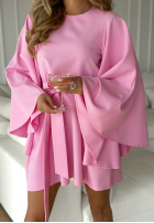 Trapezowa Kleid nietoperz z paskiem Happiness Magnet Rosa
