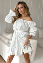 Sukienka Kleid im spanischen Stil z paskiem To Love Me Ecru