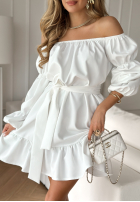 Sukienka Kleid im spanischen Stil z paskiem To Love Me Ecru