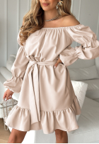Sukienka Kleid im spanischen Stil z paskiem To Love Me Beige