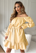 Sukienka Kleid im spanischen Stil z paskiem To Love Me Bananengelb