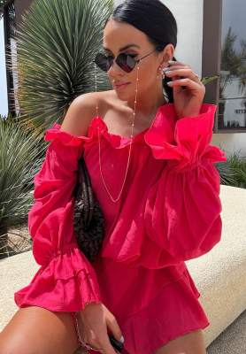 Offshoulder Bluse aus Viskose La Milla Spring Is In The Air Rot