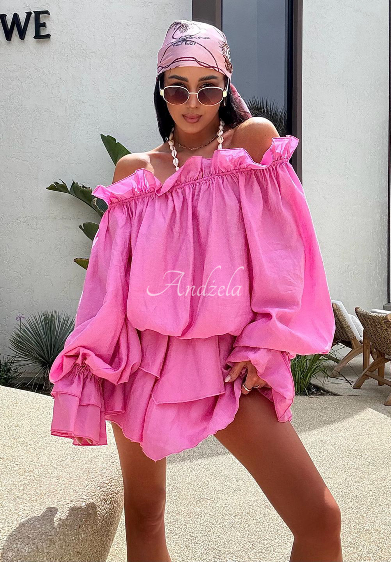 Viscose skirt-shorts La Milla Spring Is In The Air pink