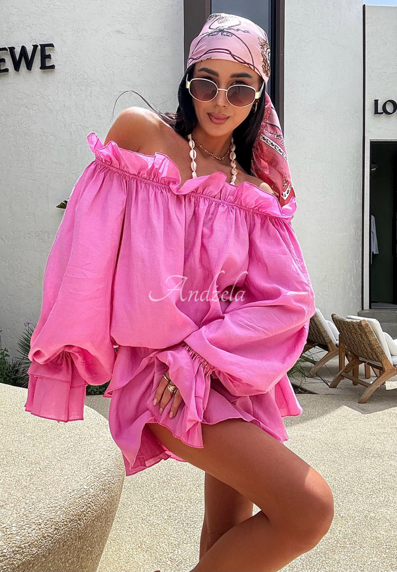 Viscose skirt-shorts La Milla Spring Is In The Air pink