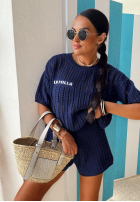 Strickset Bluse und Shorts La Milla Sporty Chic Dunkelblau