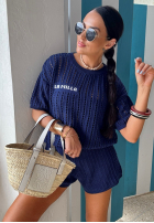 Dzianinowy Set Bluse i krótkie spodenki La Milla Sporty Chic Dunkelblau