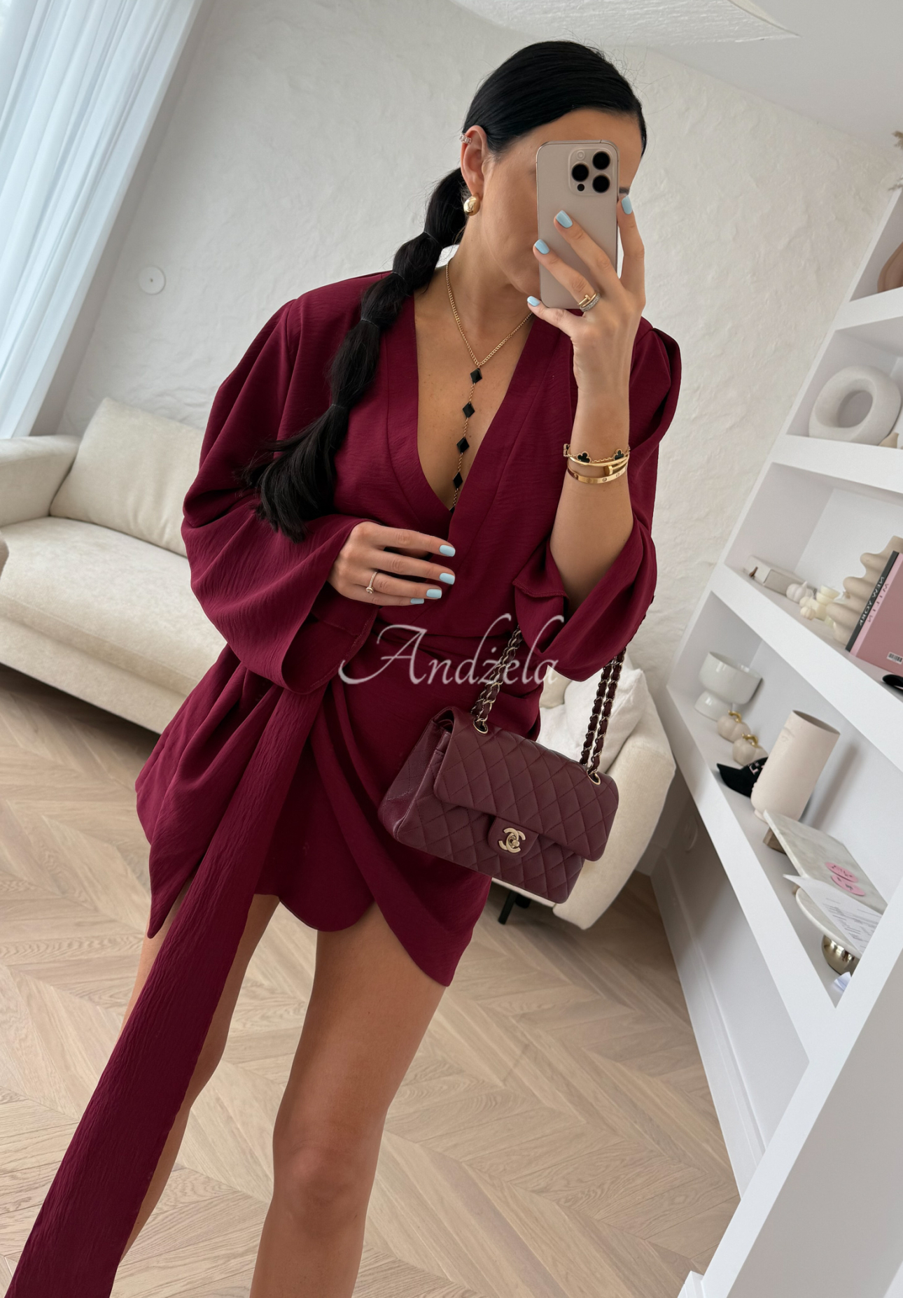 Kleid mit Gürtel La Milla Don't Waste Time Weinrot