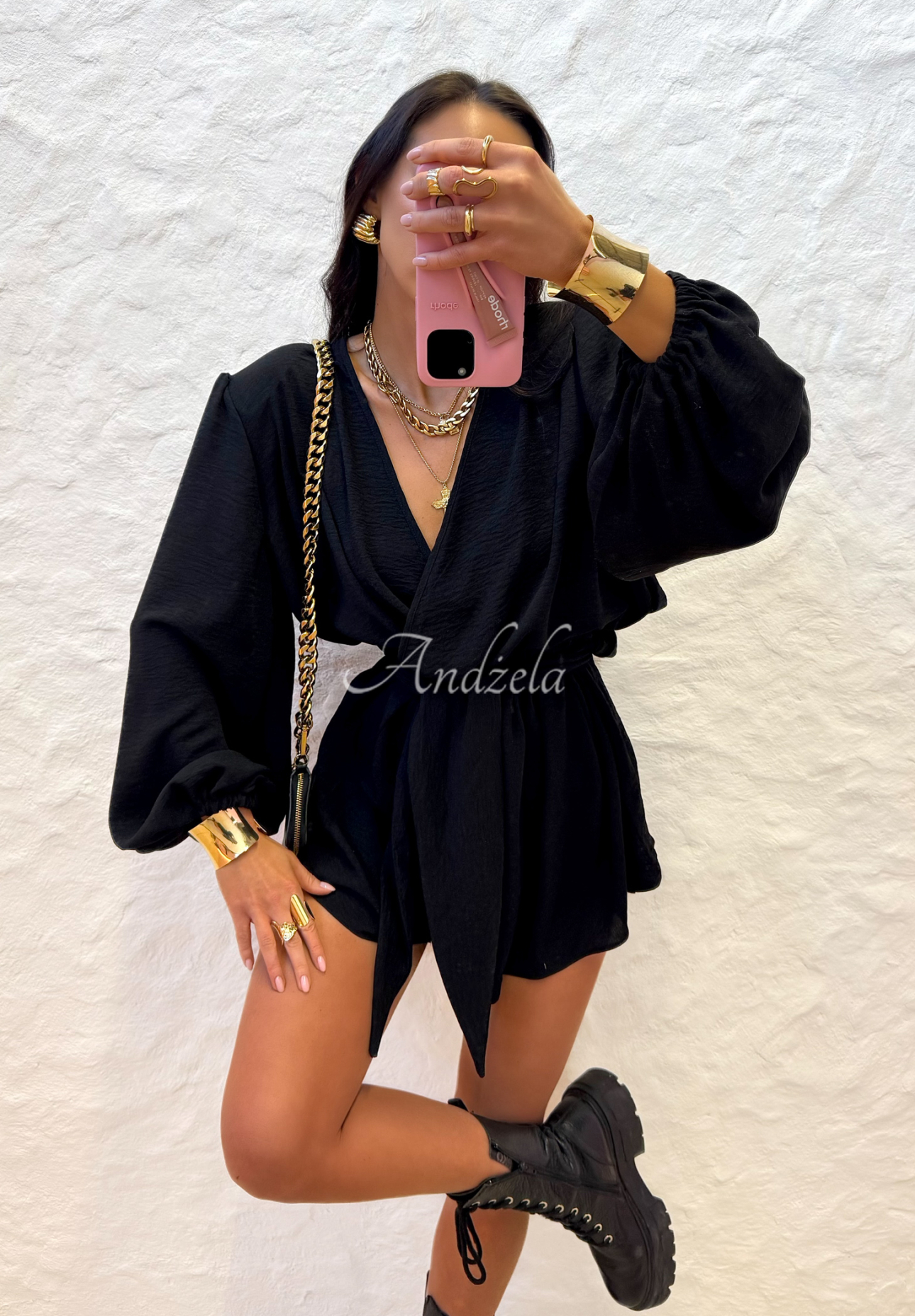 Kurzer Overall La Milla Keep On Shining Schwarz