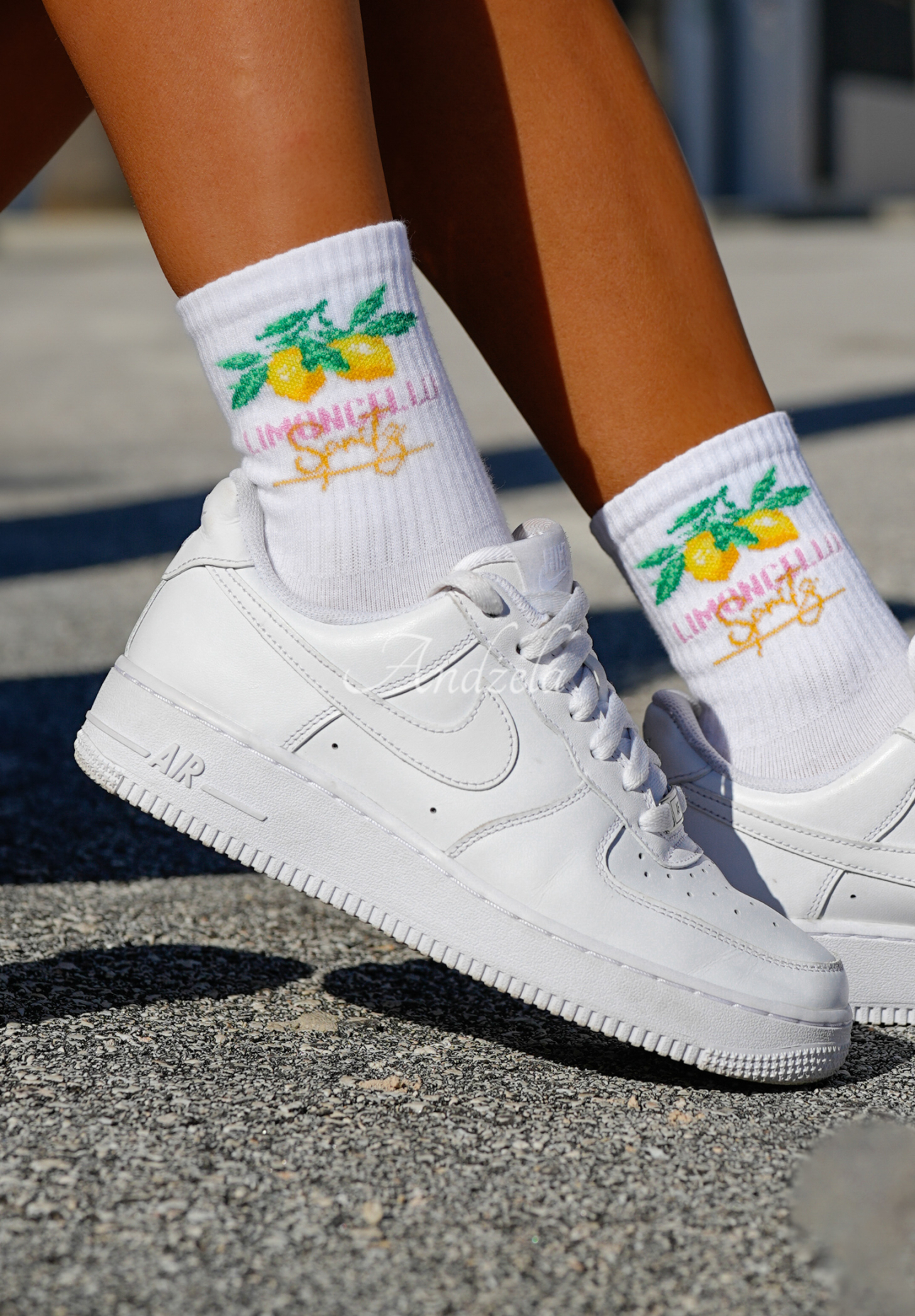 Long Limoncello Sparkling white socks