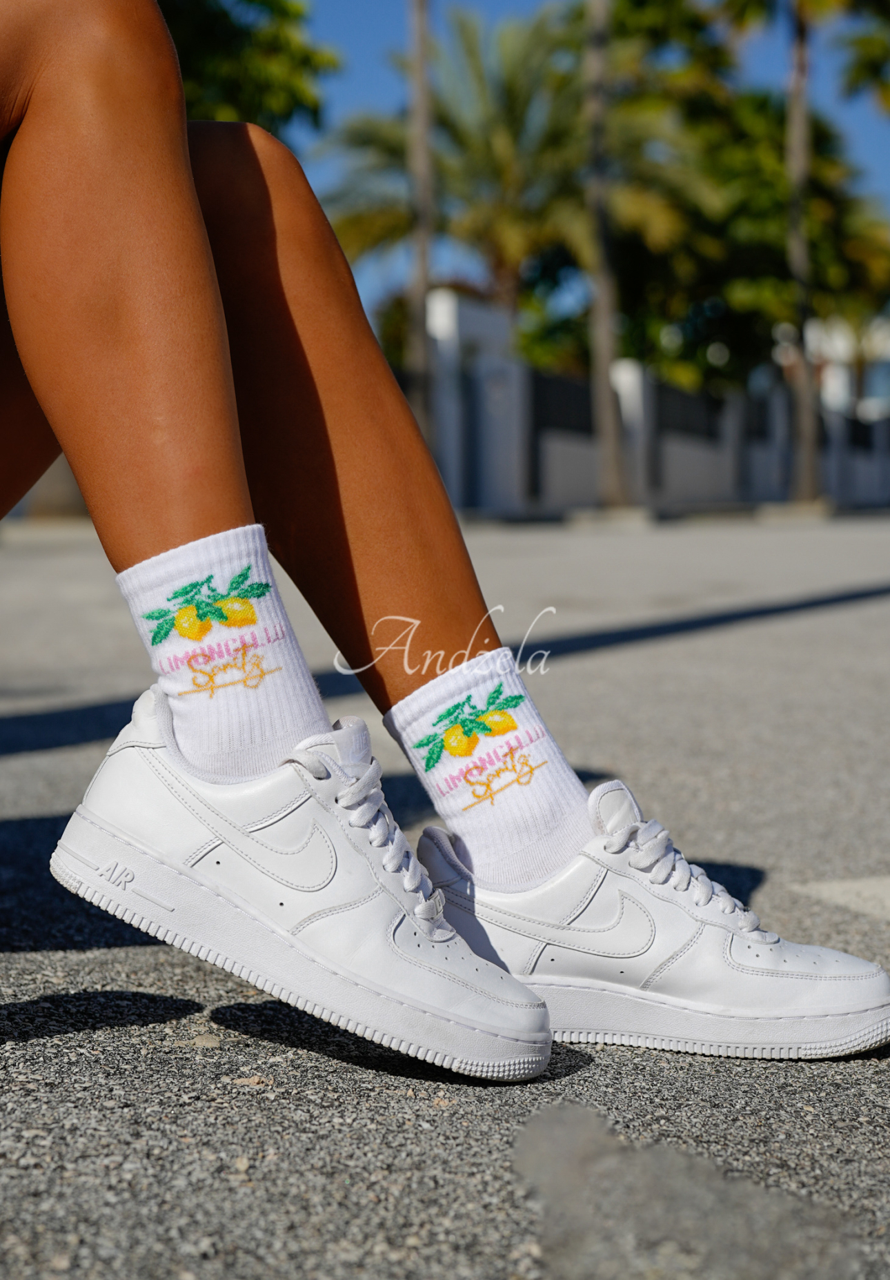 Long Limoncello Sparkling white socks