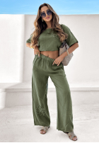 Lniany Set Bluse i Hose Empty Beach Khaki