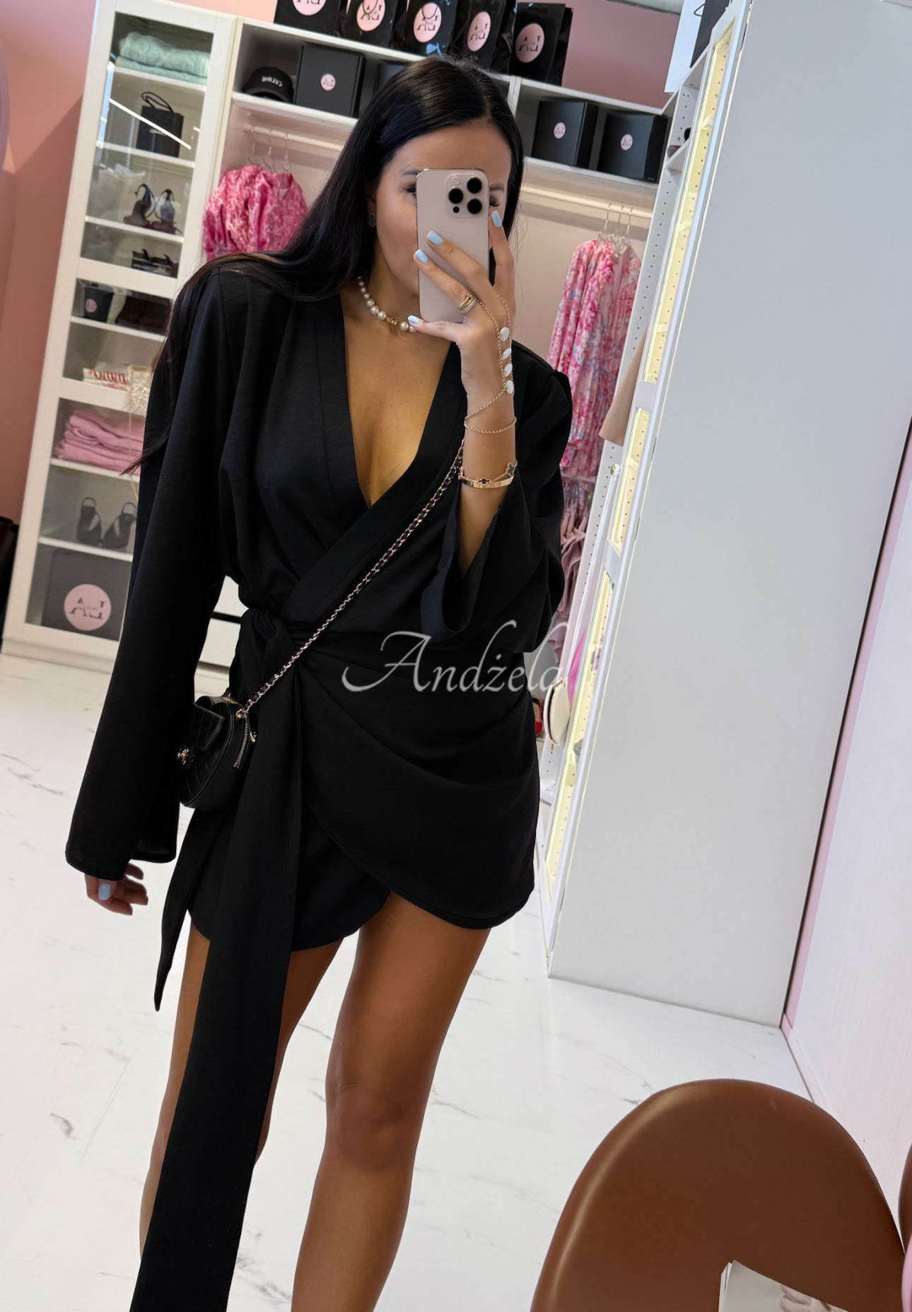 Leinenkleid mit Gürtel La Milla Don't Waste Time Schwarz