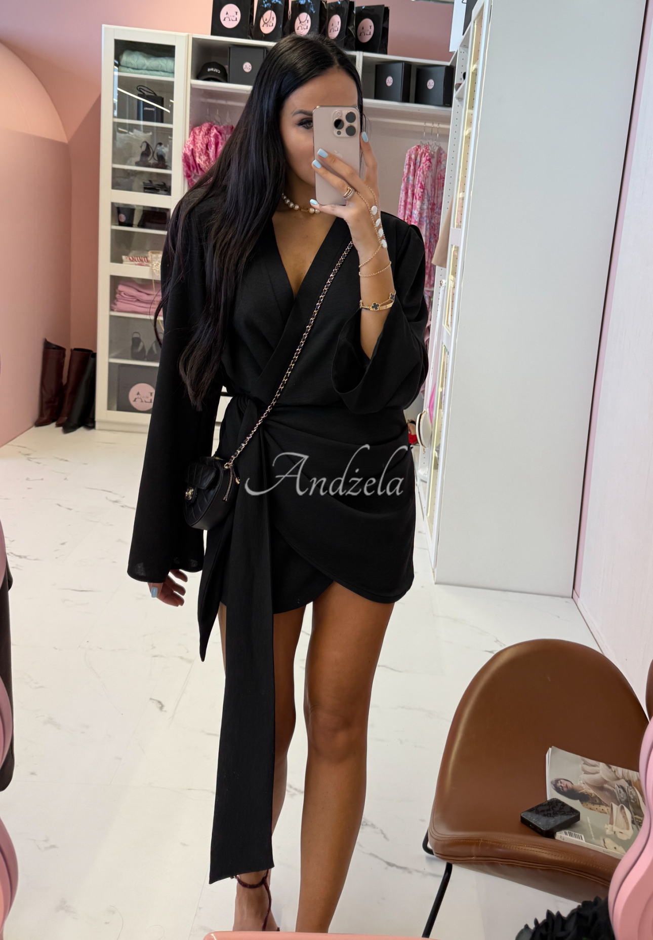 Leinenkleid mit Gürtel La Milla Don&#039;t Waste Time Schwarz
