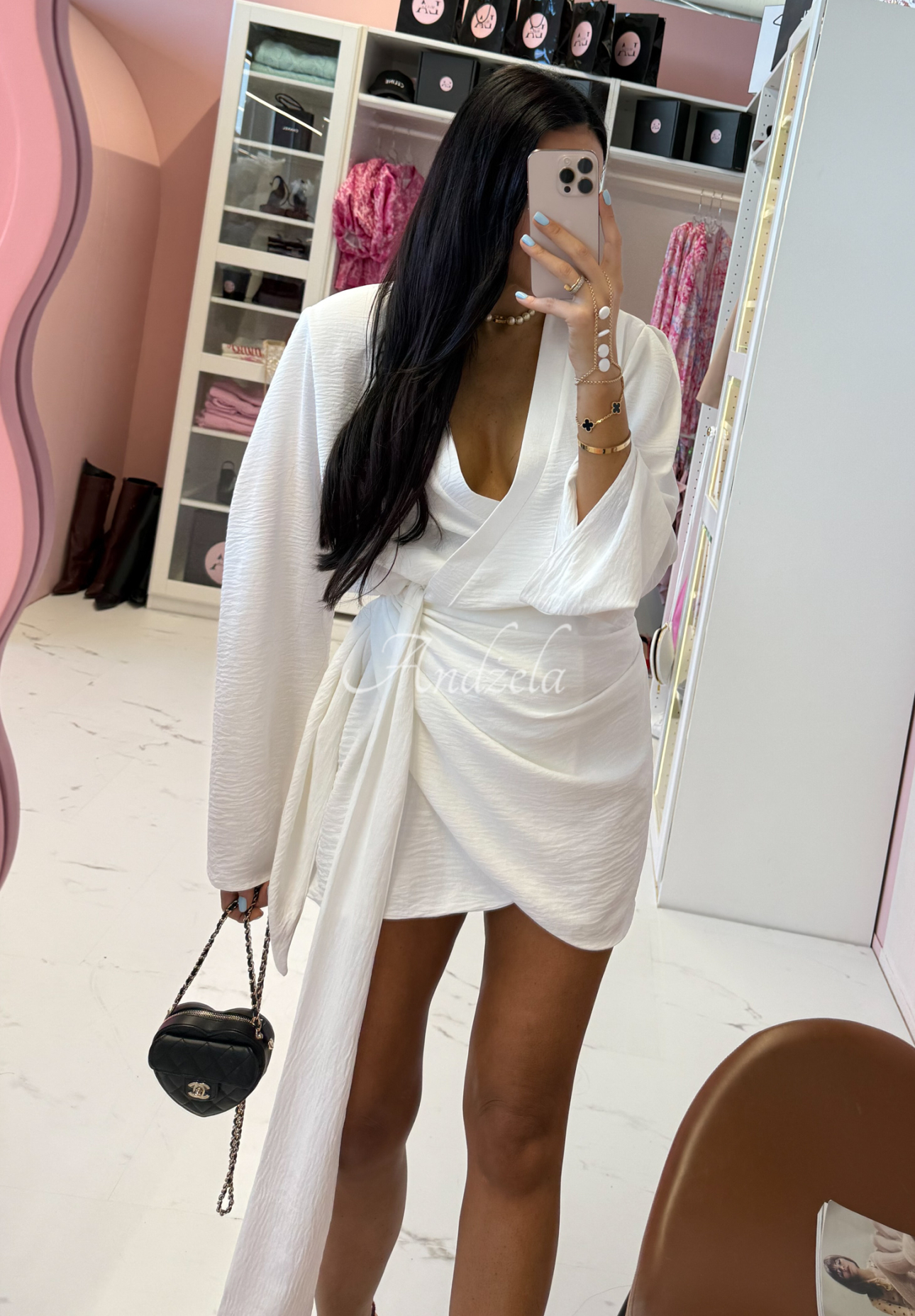Viskosekleid mit Gürtel La Milla Don&#039;t Waste Time Weiß