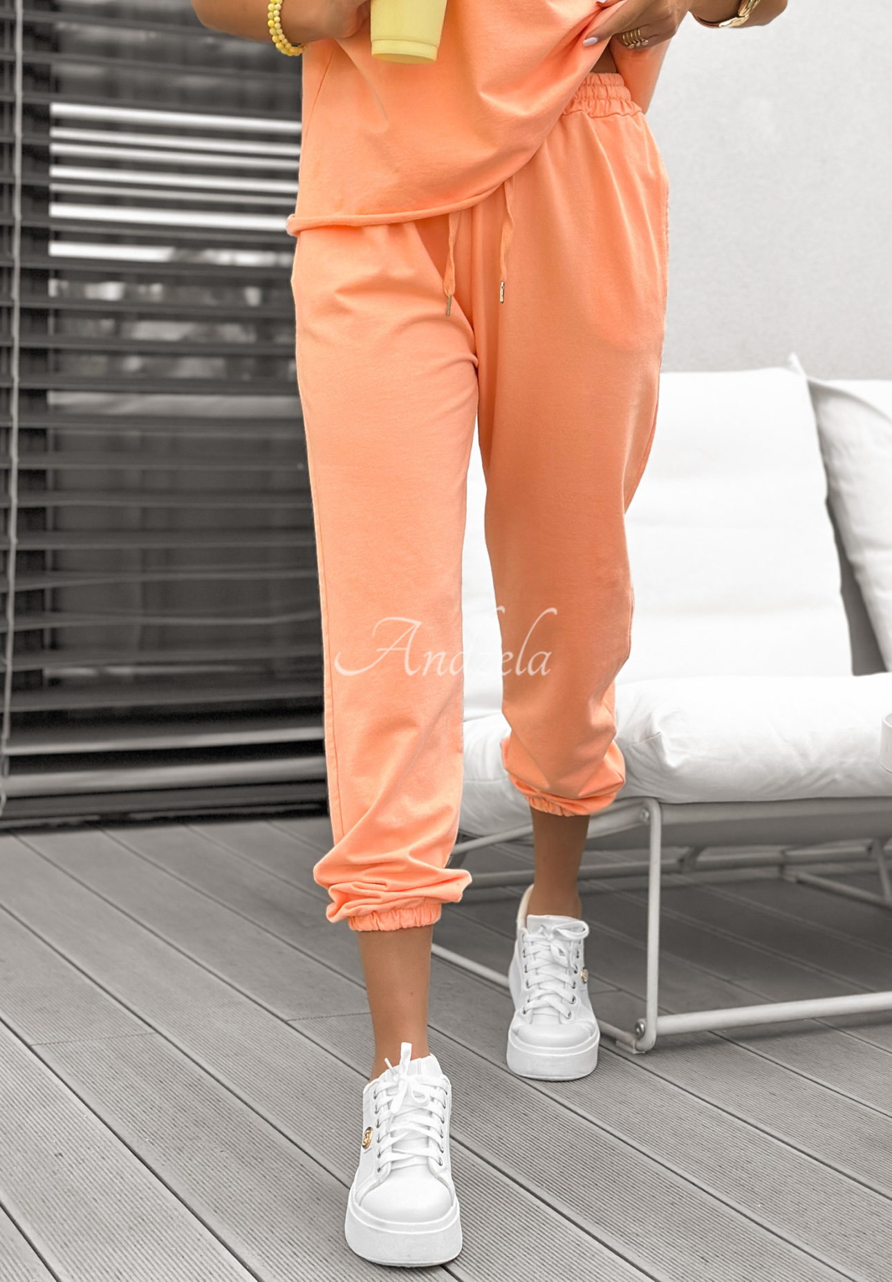 Double Trouble peach T-shirt and sweatpants set