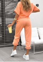 Komplet T-shirt i spodnie dresowe Double Trouble brzoskwiniowy