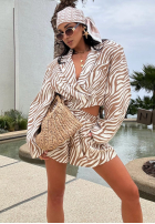 Set Blazer i krótkie spodenki w zebrę La Milla Beautiful Love Story biało-Beige